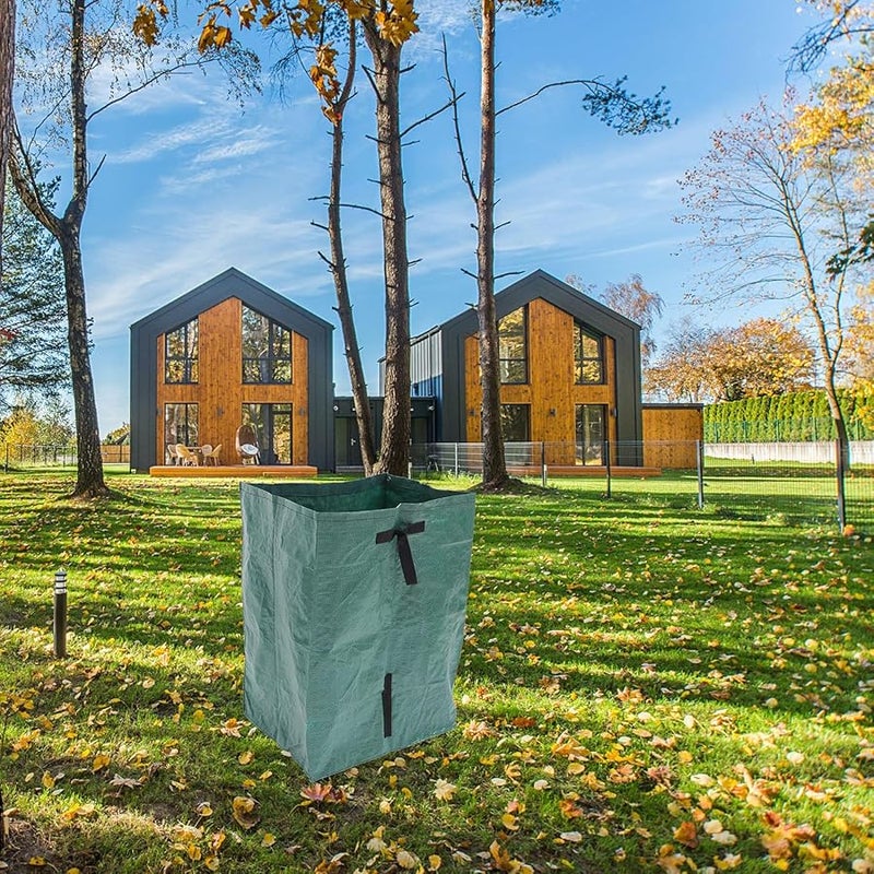 حقيبة نفايات أوراق الحديقة كبيرة السعة قابلة لإعادة الاستخدام بمقابض خضراء متينة قابلة للحمل بحزام - Image 3